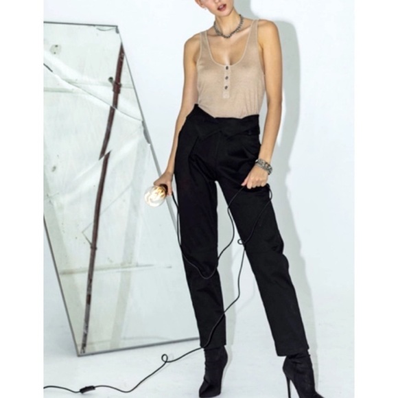 NWT The Range Structured Twill Fold Over Pants in Black - Picture 12 of 13